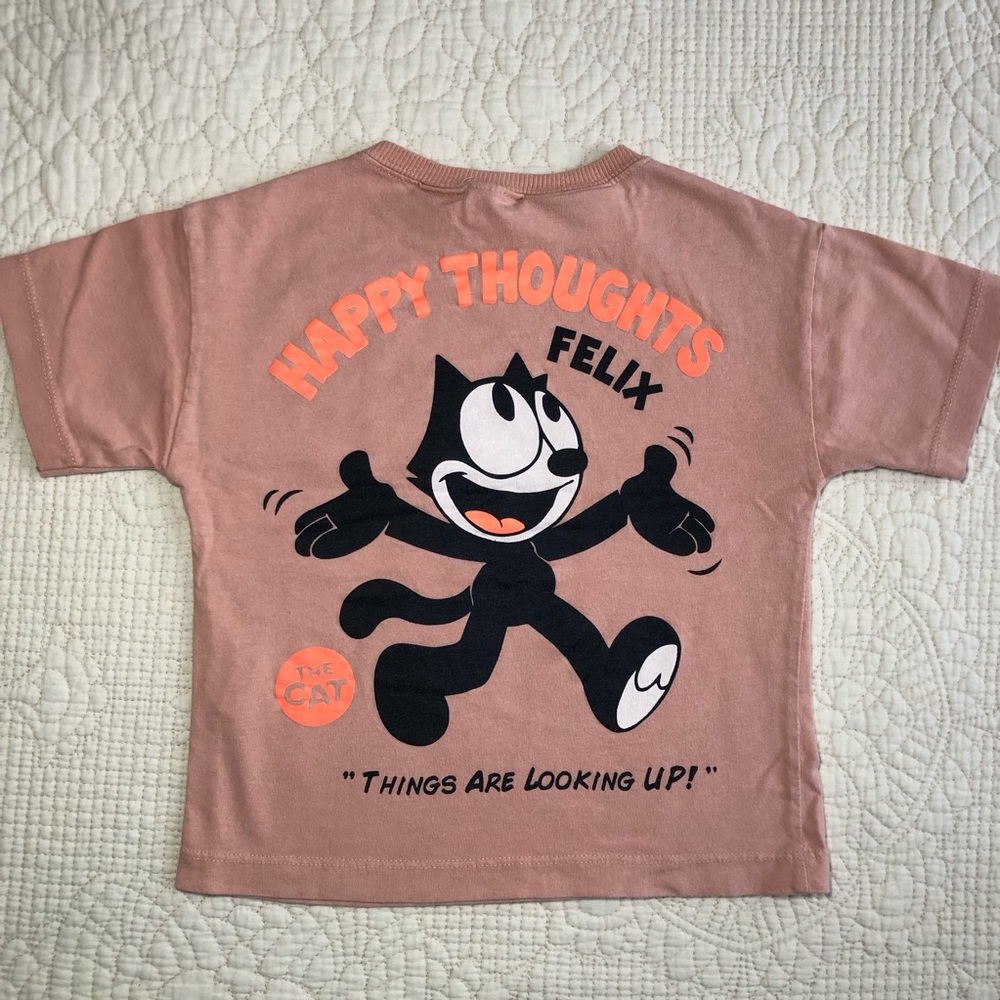 ZARA Toddler Pink Happy Thoughts Felix Graphic T-Shirt Size 18 months